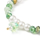Glass Pearl & Flower Beaded Stretch Bracelet with Bell Charm for Women BJEW-JB08513-5