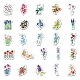 50 Uds pegatinas de plástico de pvc impermeables con patrón de flores de estilos mixtos STIC-PW0001-367-3