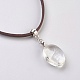 Dried Dandelion Inside Glass Pendant Necklaces NJEW-JN02210-02-3