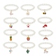 12 pièces 12 style abs plastique perle ronde perlée bracelets extensibles ensemble BJEW-JB08961-1