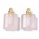 Pendentifs de bouteille de parfum ouvrants en quartz rose naturel G-T130-14A-2
