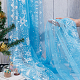 スノーフレーク模様のポリエステルメッシュ生地  ドレス衣装の装飾用  ディープスカイブルー  336x0.05cm  3 ヤード/シート DIY-WH0387-87-3