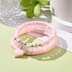 3 pz 3 stile quarzo rosa naturale e acrilico parola amore perline braccialetti elasticizzati con ciondoli a cuore in lega smaltata BJEW-JB08924-02-2