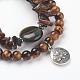 Tiger Eye Beads Wrap Bracelets and Earrings Jewelry Sets SJEW-JS00905-02-3