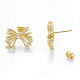 Bowknot Brass Clear Cubic Zirconia Stud Earrings for Women EJEW-N011-100-3