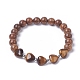 Heart Natural Tiger Eye Beads Stretch Bracelets BJEW-JB04841-02-1