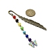Segnalibro pendente in lega di smalto a farfalla con perla di pietra preziosa chakra AJEW-JK00253-04-3