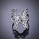 Ottone moda anelli farfalla cavi cubi per le donne RJEW-BB08997-8-4