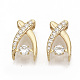Brass Micro Pave Clear Cubic Zirconia Charms ZIRC-T011-19G-NF-1