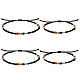 4pcs 4 graines de verre de style et 303 bracelets et bracelets de cheville tressés en acier inoxydable SJEW-SW00003-03-1