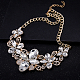 Les femmes de la mode des bijoux zinc colliers en verre d'alliage strass fleur bib déclaration choker collier NJEW-BB15155-B-2