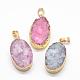 Electroplated Natural & Dyed Druzy Agate Pendants G-N0167-020-1