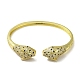 Женский браслет на открытой манжете с прозрачным и зеленым фианитом из латуни и леопарда BJEW-K246-20G-G-2