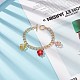 Lampwork Flower Charm Bracelet with Aluminium Curb Chains for Women BJEW-TA00176-01-6