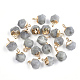 Electroplate Natural Labradorite Star Cut Round Charms G-S344-08E-1