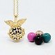 Trendy Women's Brass Rolo Chain Wings Cage Pendant Necklaces NJEW-F053-19-2