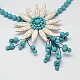 Flower Synthetic Turquoise Pendant Necklaces NJEW-P102-45-2