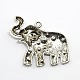 Antiguos de aleación chispa elefante rhinestone bufanda pendiente conjuntos de libertad bajo fianza de plata DIY-X0095-5