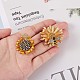 2Pcs 2 Style Sunflower and Bee Clear Cubic Zirconia Badges Pins with Enamel JX167A-2