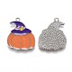 秋のテーマ合金エナメルペンダント  紫色の魔法の帽子とオレンジ色のカボチャ  プラチナ  22x18.5x1.5mm  穴：1.6mm X-ENAM-J649-07P-2