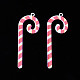 スプレープリント真鍮製ペンダント  プリント付き  クリスマスのために  キャンディー棒  インディアンレッド  43x15x0.5mm  穴：1.5mm KK-Q281-007A-2