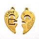 Antiques d'or Tibétain pendentifs coeur de style divisé X-GLF1019Y-NF-2