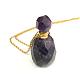 Natural Amethyst Openable Perfume Bottle Pendant Necklaces NJEW-G325-01G-2