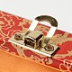長方形シノワズリギフト包装木製ジュエリーボックス  花柄のPVCステッカーと金属の留め金付き  レッドオレンジ  9x7x6cm OBOX-F002-18C-01-5
