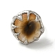 染色天然シェルアイオープンカフリング  シルバーメッキのブリキの指輪  カドミウムフリー＆鉛フリー  ココナッツブラウン  内径：17mm RJEW-M155-02S-2