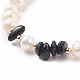 Natural Obsidian & Pearl Beaded Bracelet with Alloy Enamel Heart Charms BJEW-JB08039-06-4