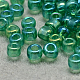 12/0グレードの丸いガラスシードビーズ  透明色の虹  ミディアムアクアマリン  12/0  2x1.5mm  穴：0.9mm  約30000個/袋 SEED-Q010-F550-1