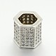Brass Micro Pave Cubic Zirconia Large Hole European Beads ZIRC-M040-13-RS-2