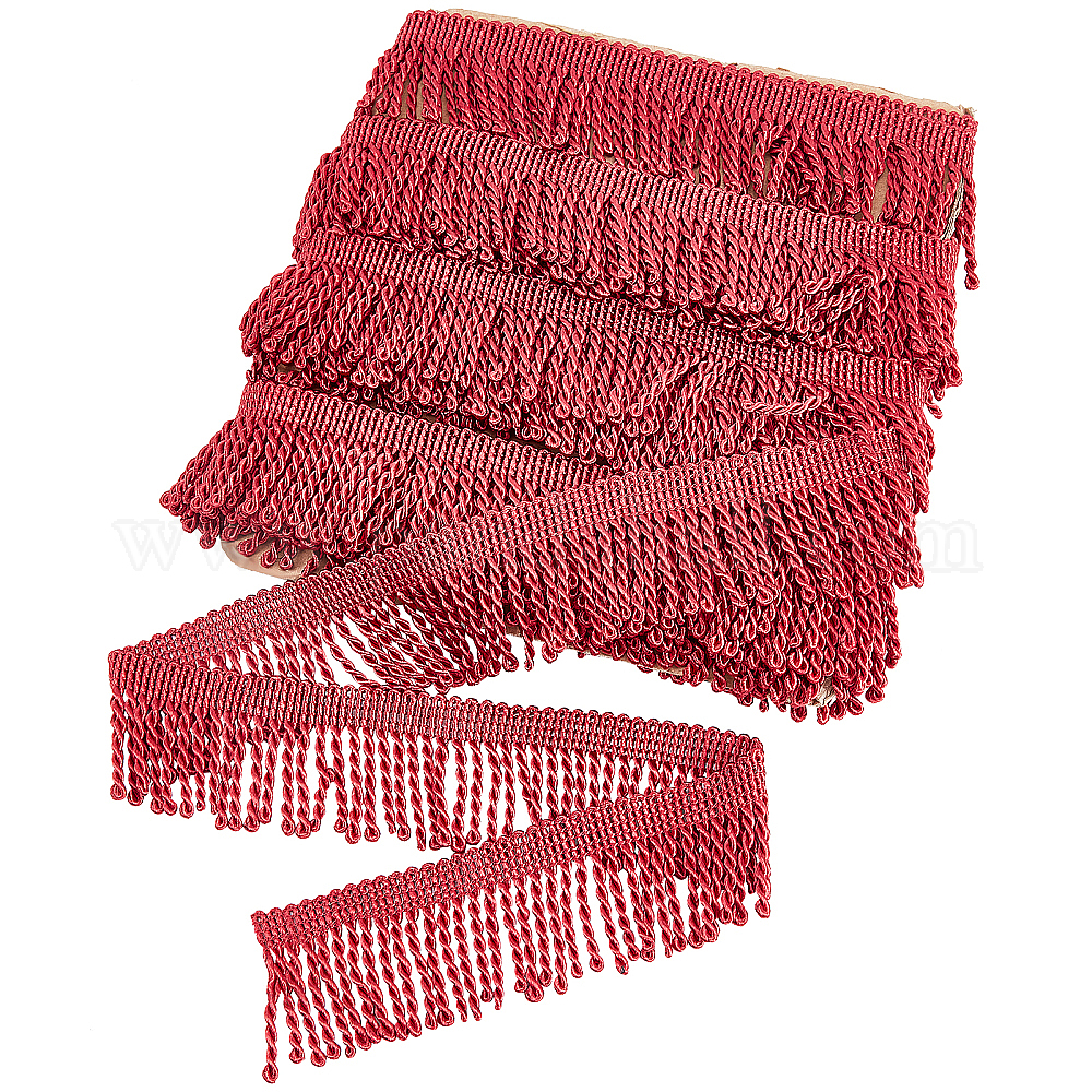 Shop OLYCRAFT 11.4 Yards Fringe Trim Dark Red Curtain Fringes Bullion Fringe Trim with Card