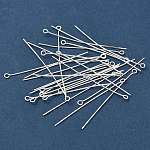 Латунный штифт, без кадмия и без свинца, серебристый цвет, 50x0.7 мм, отверстие : 2 мм, Около 5000 шт / 1000 г