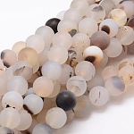 Bereift natürliche Perlen Achat runden Stränge, 6 mm, Bohrung: 1 mm, ca. 64 Stk. / Strang, 14.7 Zoll