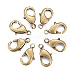 Brass Lobster Claw Clasps, Parrot Trigger Clasps, Cadmium Free & Nickel Free & Lead Free, Antique Bronze, 12x7x3mm, Hole: 1mm