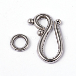 Corchetes de plata tibetana, sin plomo y cadmio, lágrima, plata antigua, alternar: about 12 mm de ancho, 20.5 mm de largo, bar: alrededor de 7.5 mm de diámetro, agujero: 5 mm