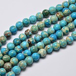 Fili di perle di diaspro imperiale naturale, tondo, tinto, cielo blu, 8mm, Foro: 1 mm, circa 48pcs/filo, 15.7 pollice