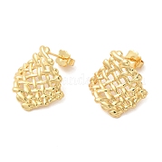 Серьги-гвоздики из латуни с ромбами EJEW-G382-08G