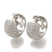 Серьги-кольца из латуни с микропаве из кубического циркония EJEW-H016-13P-04
