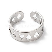 Spade & Club & Heart & Diamond 304 Stainless Steel Open Cuff Ring for Women RJEW-K245-47P