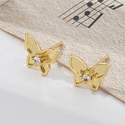 Серьги-гвоздики в форме бабочки из латуни EJEW-R016-19G