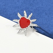 Кольца для женщин с эмалью в виде сердца и солнца из нержавеющей стали 304 RJEW-G355-08P-02