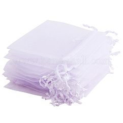 Sacs en organza, pochettes en organza pour pot-pourri, rectangle, blanc, environ10 cm de large, 15 cm de long