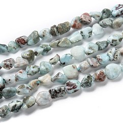 Larimar naturale perline fili, pepite, pietra burrattata, 5~8.5x5.5~7x3.5~4mm, Foro: 0.7 mm, circa 64pcs/filo, 16.34'' (41.5 cm)