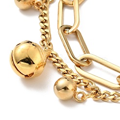Mehrreihiges Armband mit Glocke und rundem Kugelanhänger&nbsp;BJEW-G639-26G