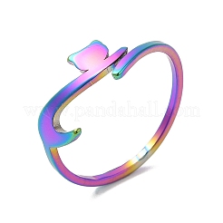 Bague réglable en acier inoxydable 304 avec placage ionique (IP) pour femme&nbsp;RJEW-M149-34RC