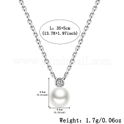 Комплекты из круглых серег-гвоздиков и ожерелий с имитацией жемчуга из стерлингового серебра SP9186-4