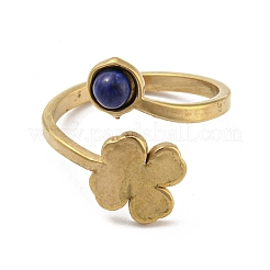 Edelstahl 304 mit natürlicher Lapislazuli-Ringionenplattierung (IP)&nbsp;RJEW-Z031-01E-01