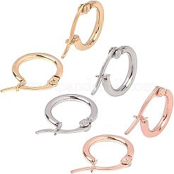 304ステンレススチールフープピアス  ミックスカラー  14~16x2mm  ピン：0.7x1mm  12のペア/箱&nbsp;EJEW-UN0001-04